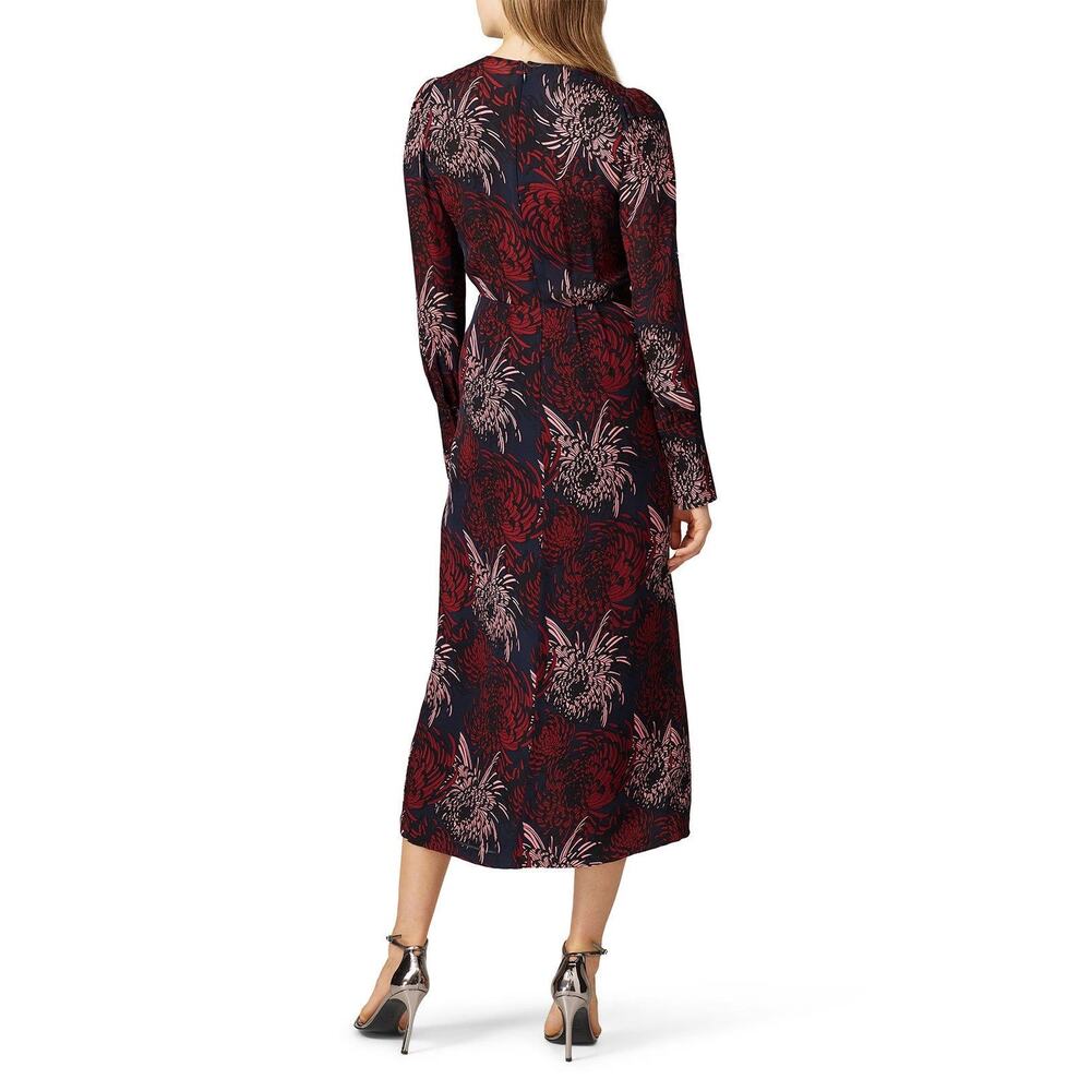 A.L.C. Floral Print Midi Dress in Navy, Burgundy & Blush - Picture 3 of 9